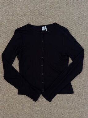 Simons Twik Black Button-Up Long Sleeve Cardigan